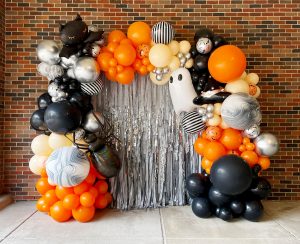 Full Wrap Halloween Balloons Silver Streamer Wall by Just Peachy, Little Rock, Arkansas