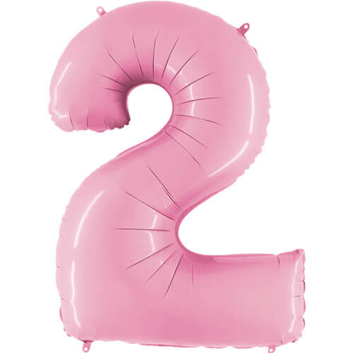 Product image for pastel pink mylar giant number 2 helium balloon, 40 inches tall, from Just Peachy in Little Rock, Arkansas.