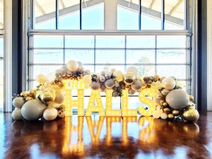 Alpha-Lit Marquee Letters Balloons The Halls Wedding by Just Peachy, Little Rock, Arkansas