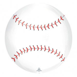 16” mylar helium baseball balloon, white baseball with red stitching, from Just Peachy in Little Rock, Arkansas.