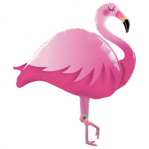 Light and dark pink flamingo mylar helium balloon, 47” tall, from Just Peachy in Little Rock, Arkansas.