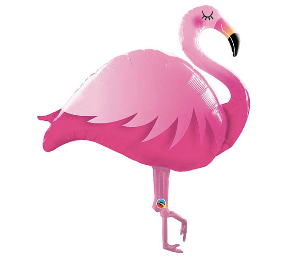 Light and dark pink flamingo mylar helium balloon, 47” tall, from Just Peachy in Little Rock, Arkansas.
