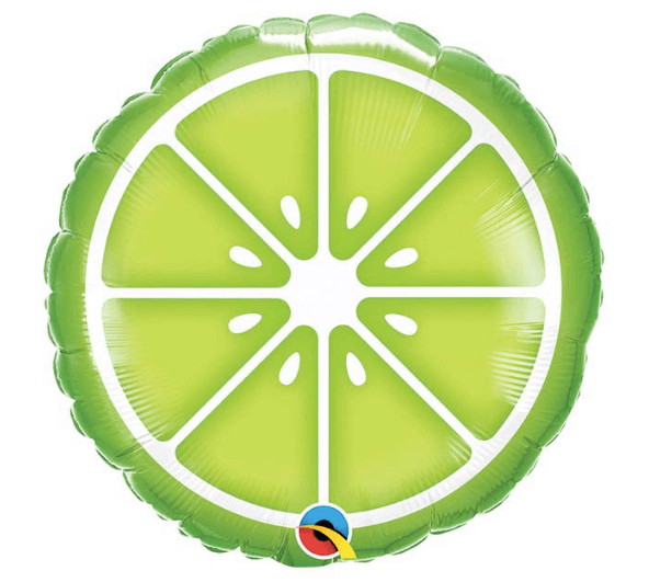 Product image for green slice of lime mylar helium balloon, 18 inches tall, from Just Peachy in Little Rock, Arkansas.