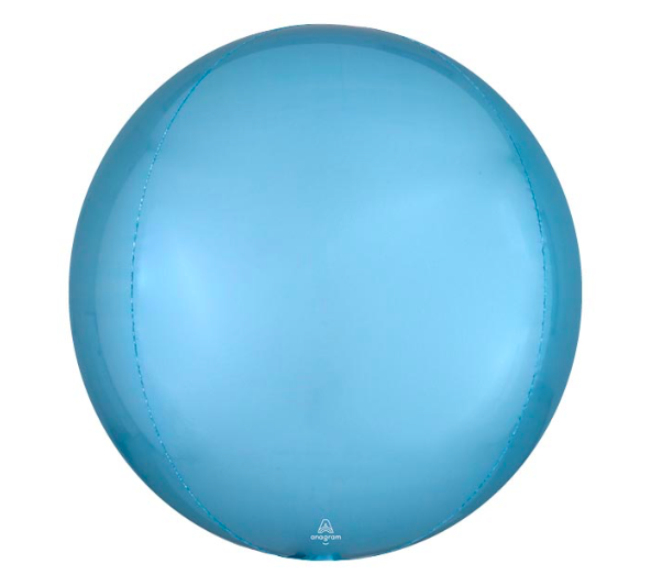 Product image for light blue mylar orb helium balloon, 16 inch sphere, from Just Peachy in Little Rock, Arkansas.