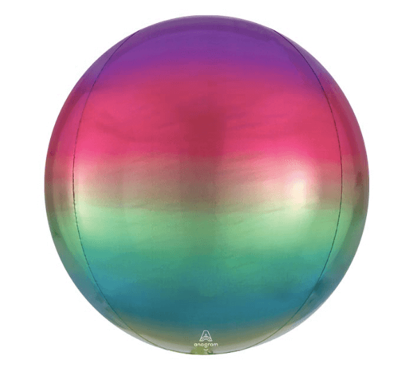 Product image for rainbow gradient mylar orb helium balloon, 16 inch sphere, from Just Peachy in Little Rock, Arkansas.