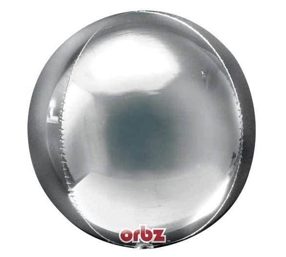 Product image for silver mylar orb helium balloon, 16 inch sphere, from Just Peachy in Little Rock, Arkansas.
