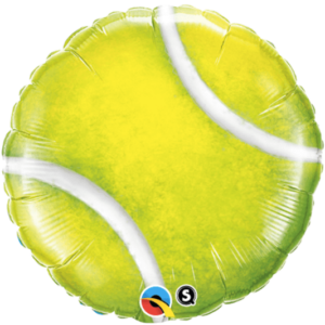 Product image for tennis ball mylar helium balloon, 18 inches tall, from Just Peachy in Little Rock, Arkansas.