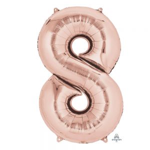 Giant rose gold mylar numbers for helium bundles or balloon installations from Just Peachy.