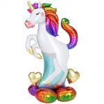 Giant air inflated unicorn balloon that stands up by itself, available at Just Peachy in Little Rock.