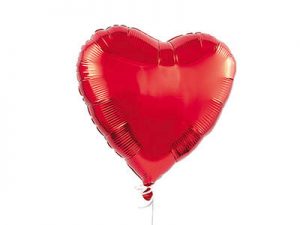 Red 18 inch heart shaped foil Mylar balloon from Just Peachy for Valentine’s Day.