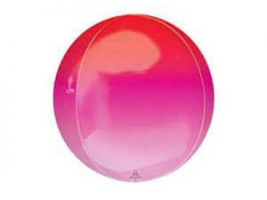 Red to pink ombré orb balloon for Valentine’s Day from Just Peachy.