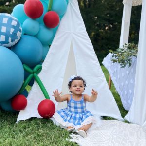 White canvas child-sized teepee available for rent from Just Peachy in Little Rock.