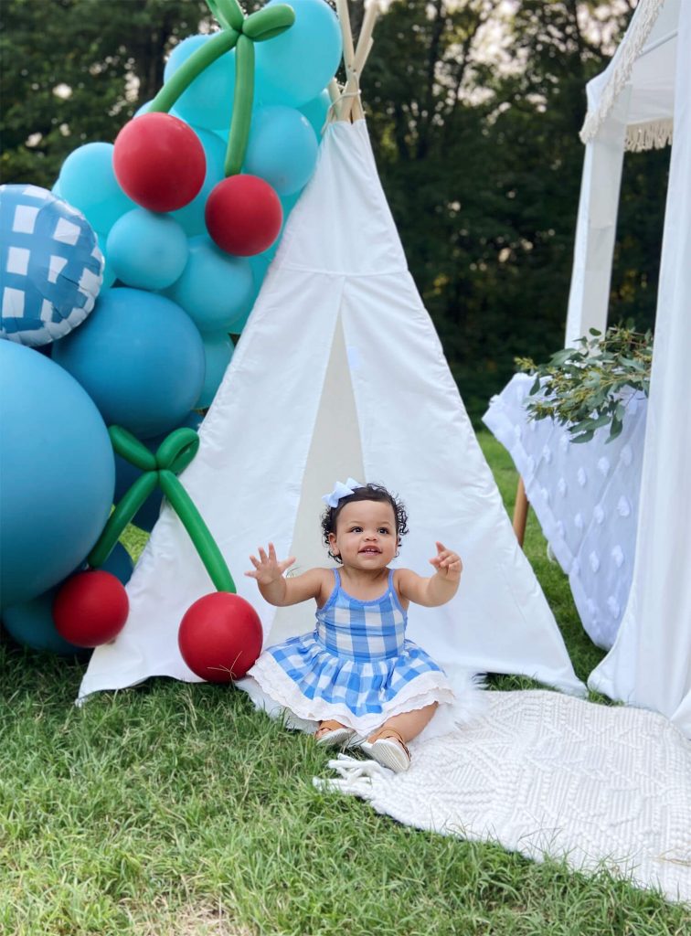 White canvas child-sized teepee available for rent from Just Peachy in Little Rock.