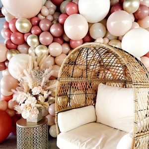 Balloon Wall Baby Shower with Egg Chair by Just Peachy, Little Rock, Arkansas
