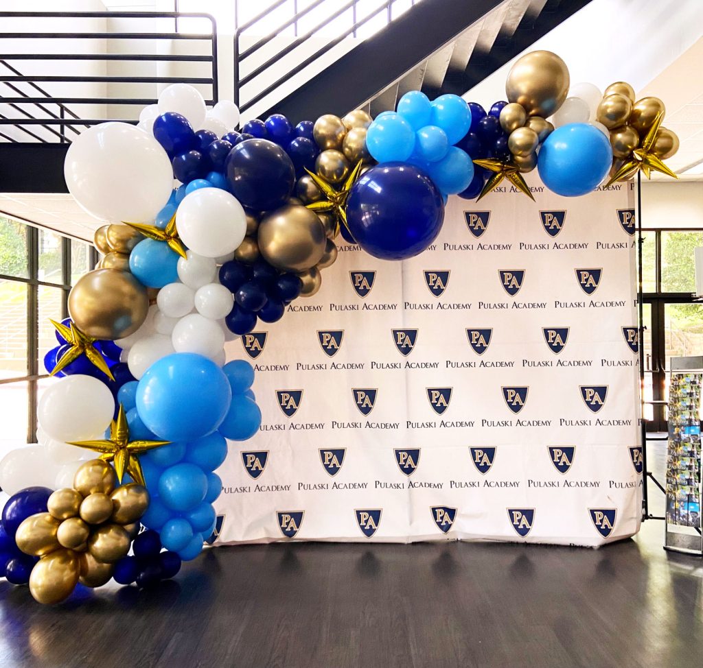 Step and Repeat Balloons Pulaski Academy by Just Peachy, Little Rock, Arkansas