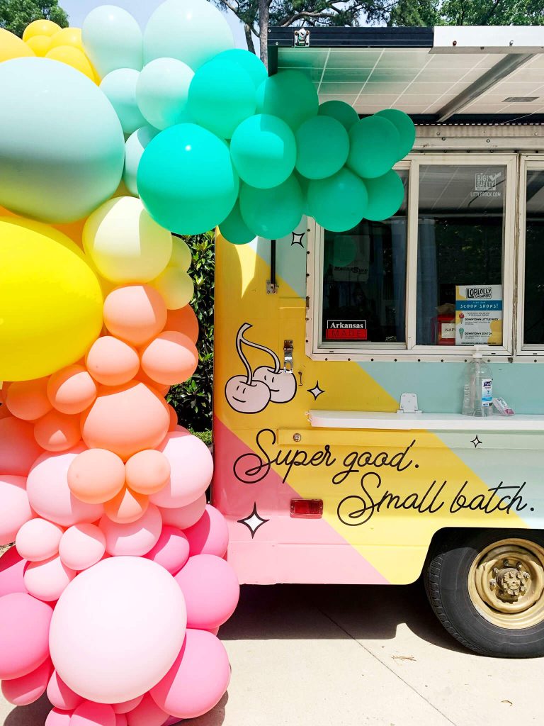 Loblolly Ice Cream Truck Pastel Rainbow Garland Half Wrap by Just Peachy in Little Rock, Arkansas